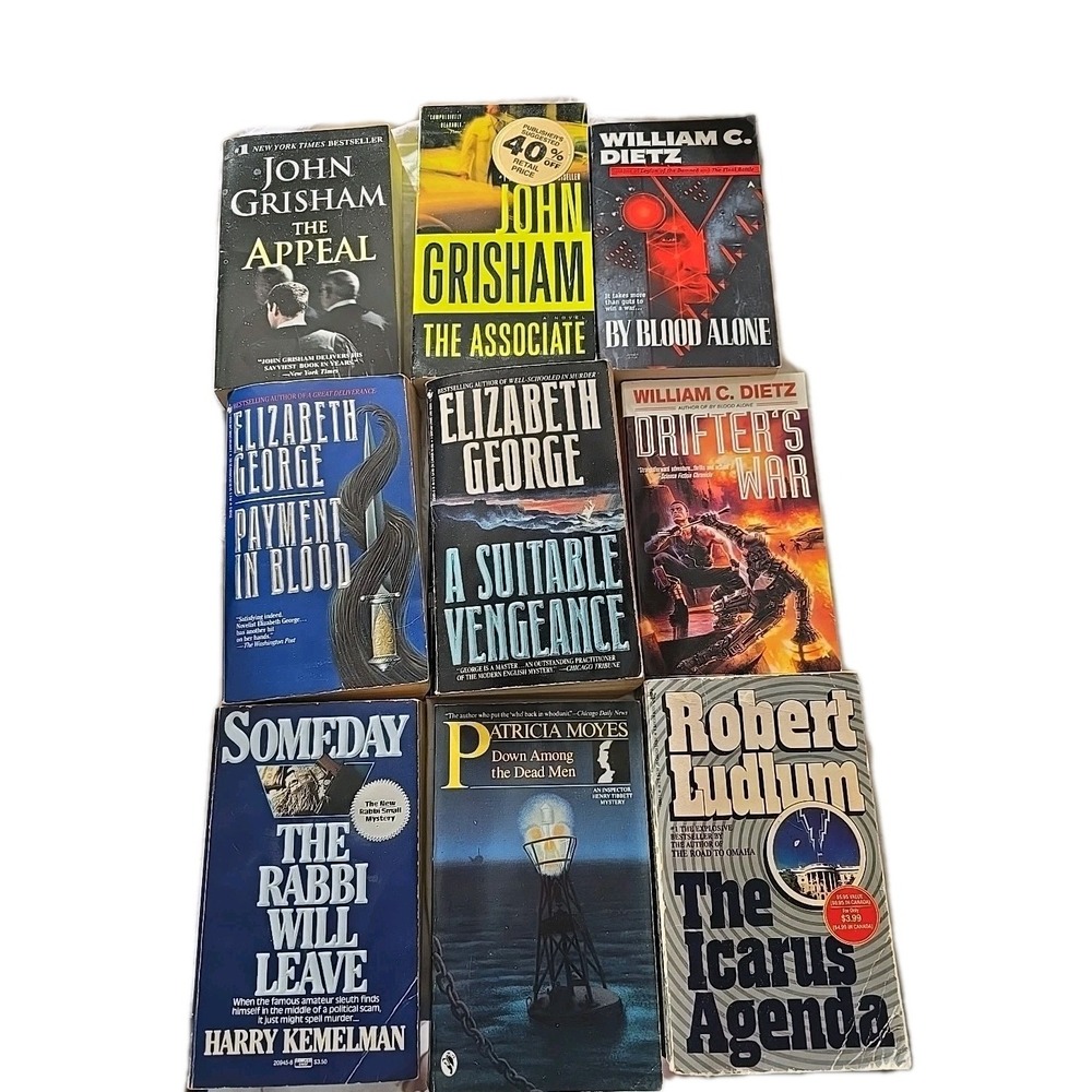 Lot‎ of 9 John Grisham, William Dietz, Elizabeth George Legal Paperback Books